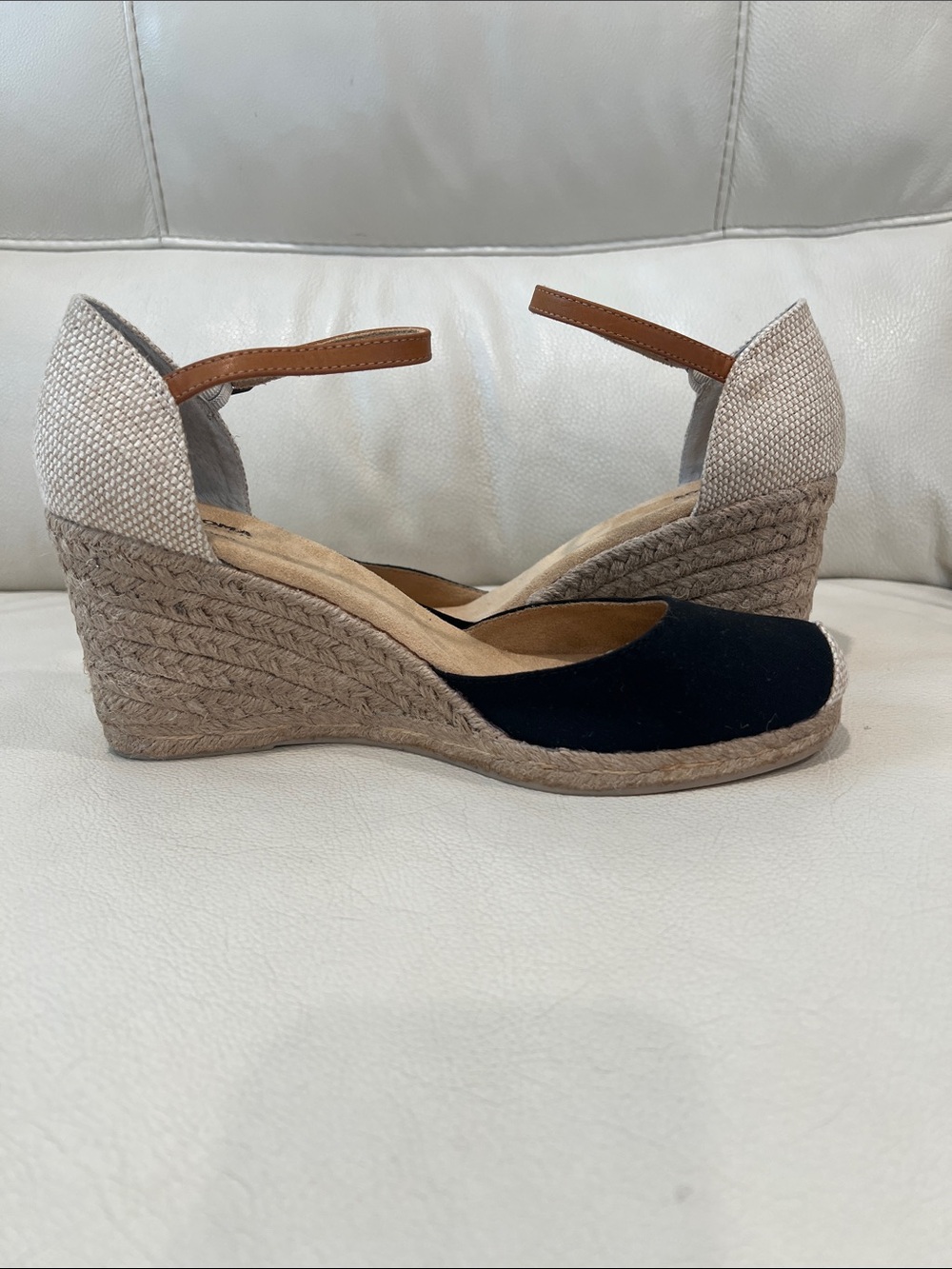 Sonoma Black and Tan Espadrille Wedge Sandals - Picture 6 of 8